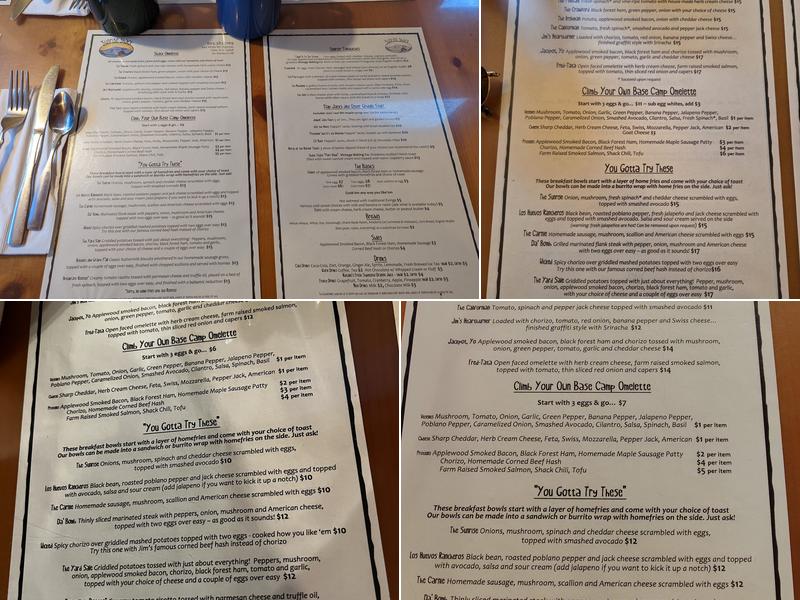 The Sunrise Shack Menu