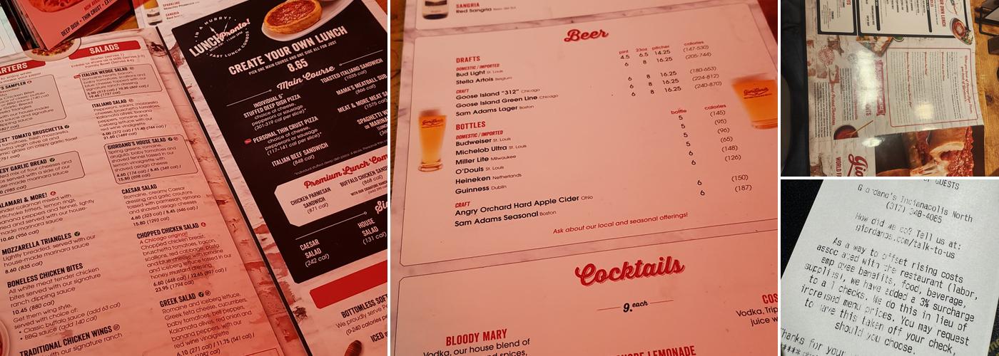 Giordano's Menu