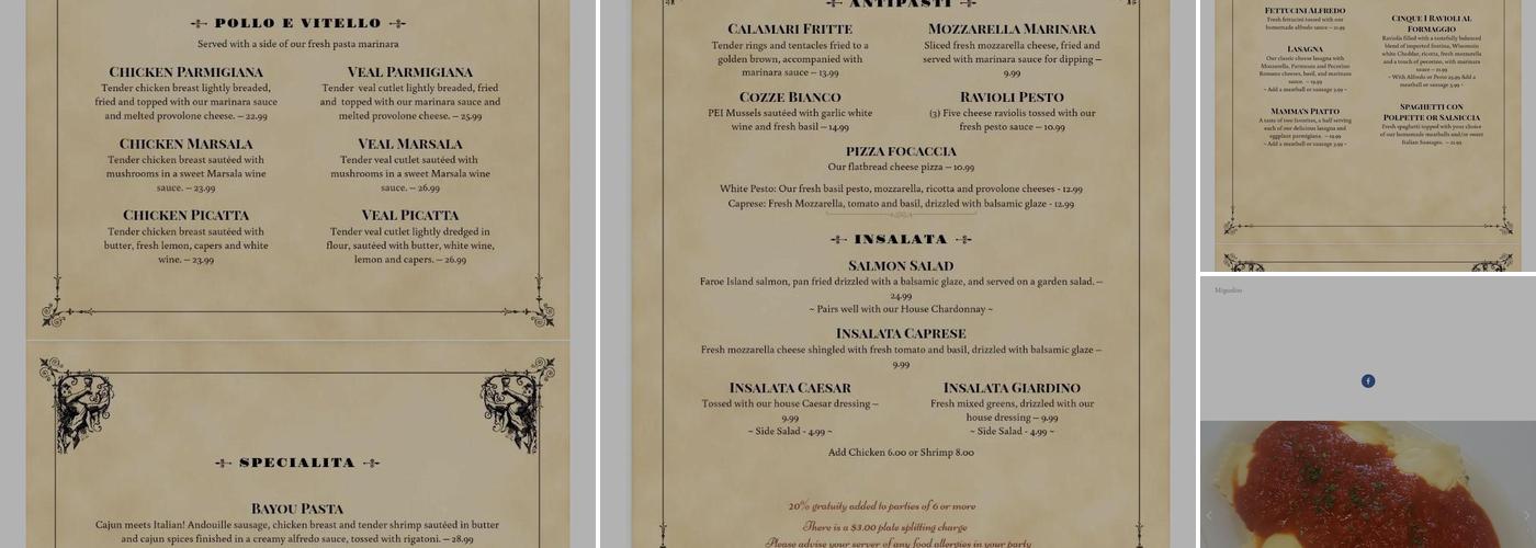 Nonna's Kitchen Menu