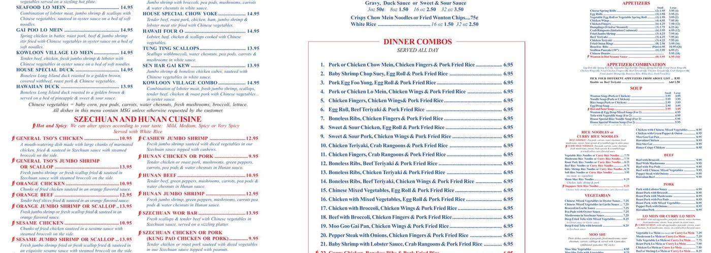 Kowloon Village Menu