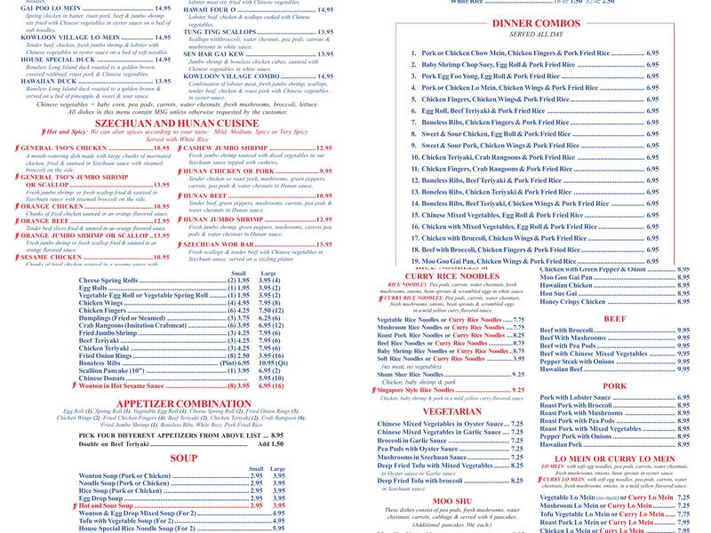 Kowloon Village Menu