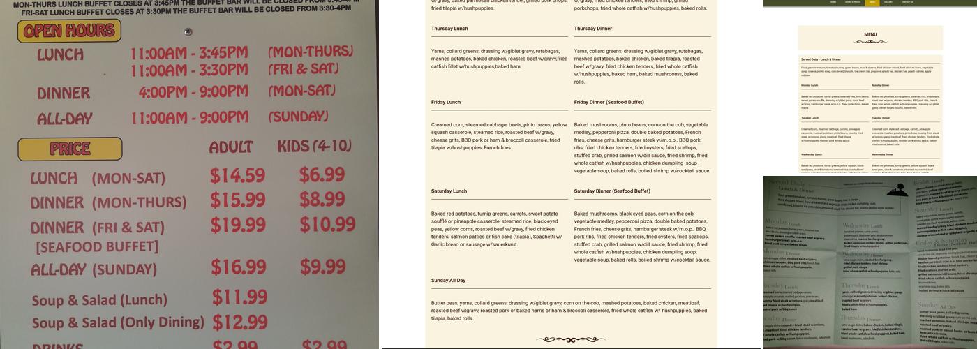 Journey's End Restaurant Menu
