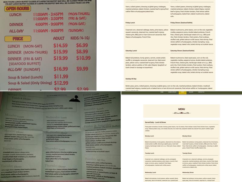 Journey's End Restaurant Menu