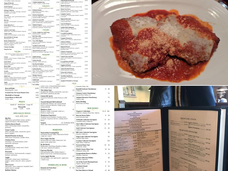 Vespucci's Restaurant Menu