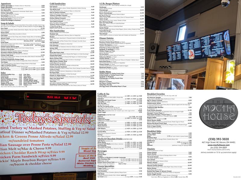 The Mocha House - Warren Menu