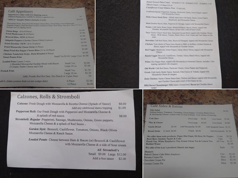 Second to None Cafe Menu