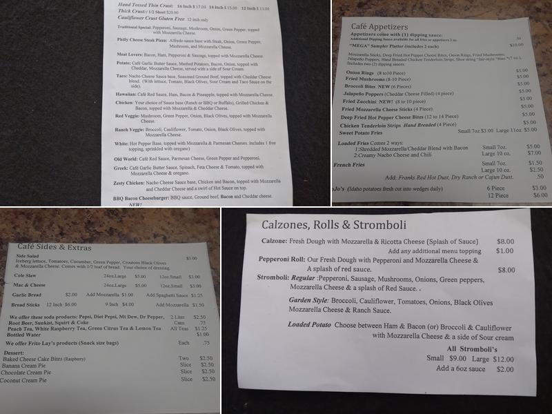 Second to None Cafe Menu