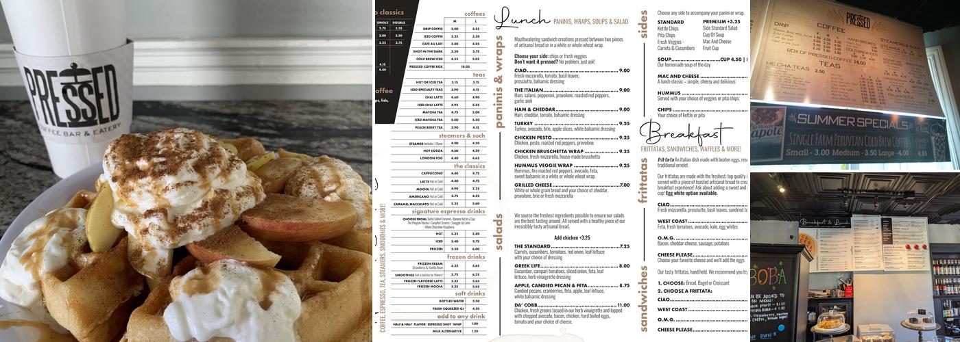 Pressed Coffee Bar & Eatery Menu