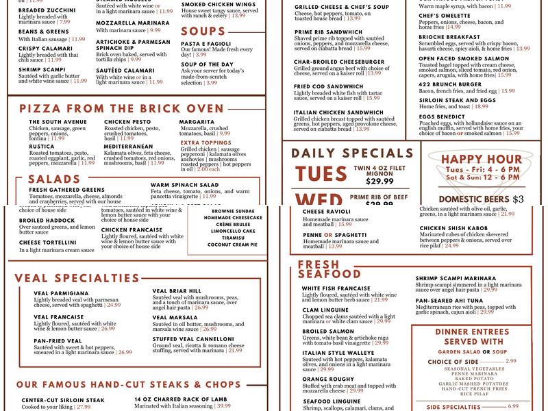 Cafe 422 Menu