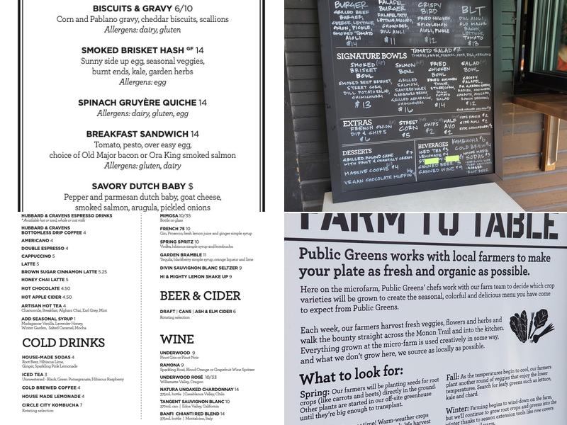 Public Greens Menu