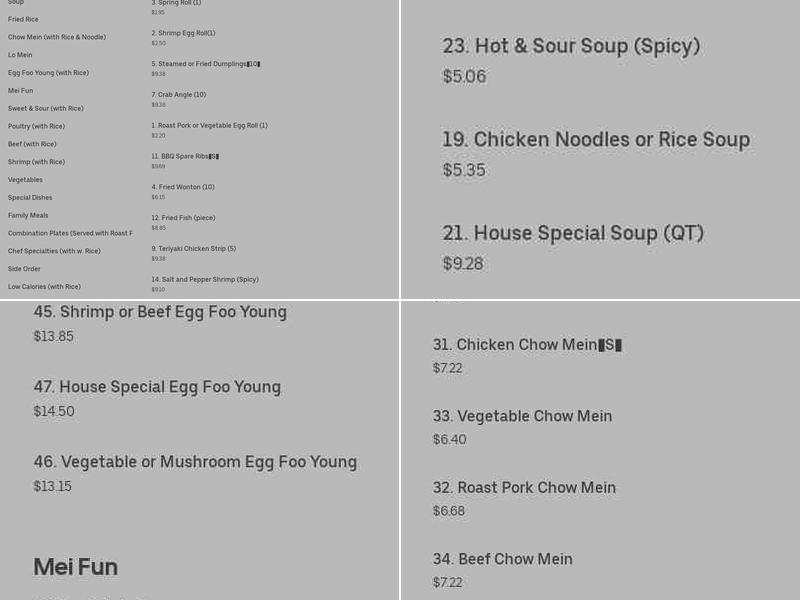 Orient Express Menu