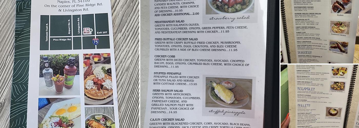 EJ's Bayfront Cafe Menu