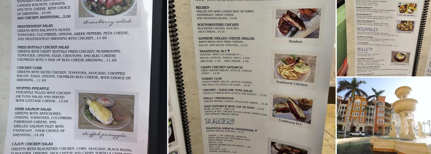 EJ's Bayfront Cafe Menu