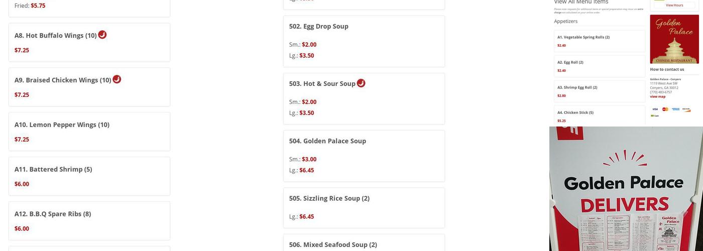 Golden Palace Menu
