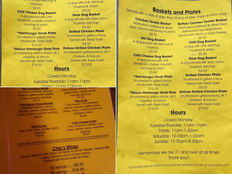 Chip's Bar & Grill Menu