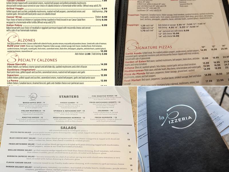 La Pizzeria Lafayette Menu