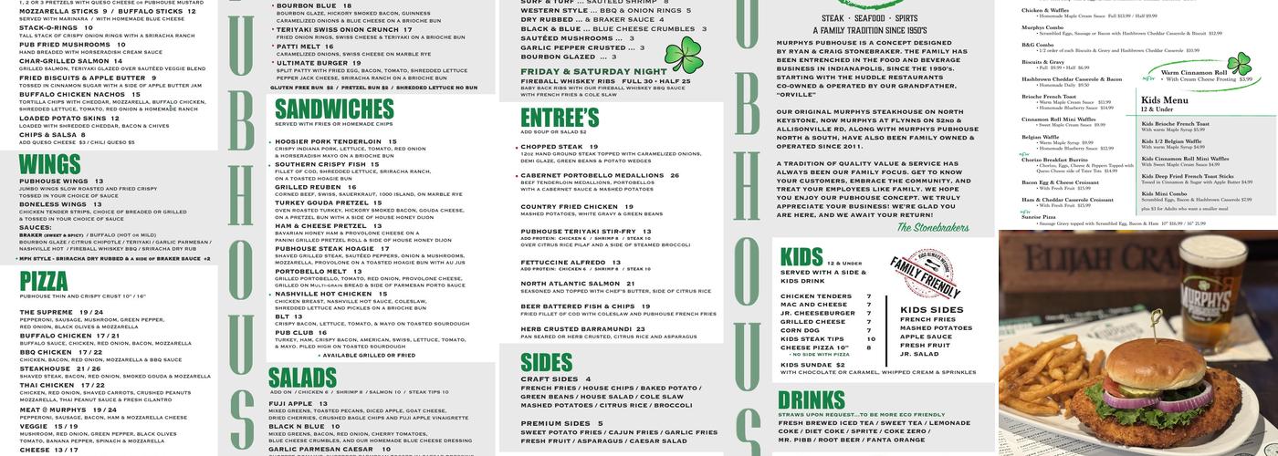 Murphys PubHouse Menu