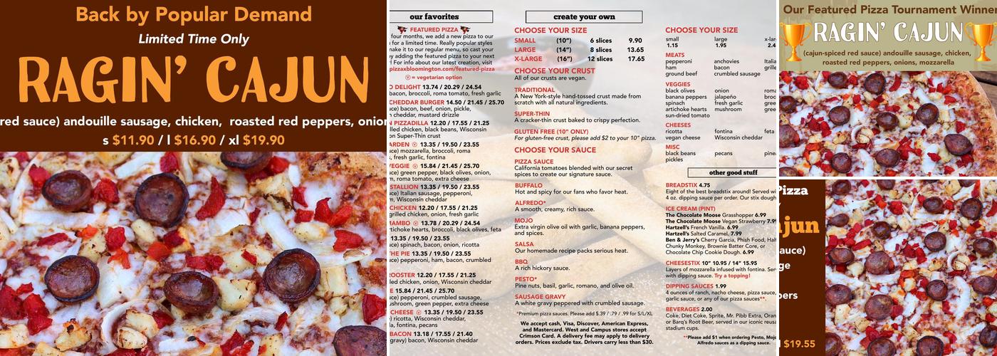 Pizza X Campus Menu