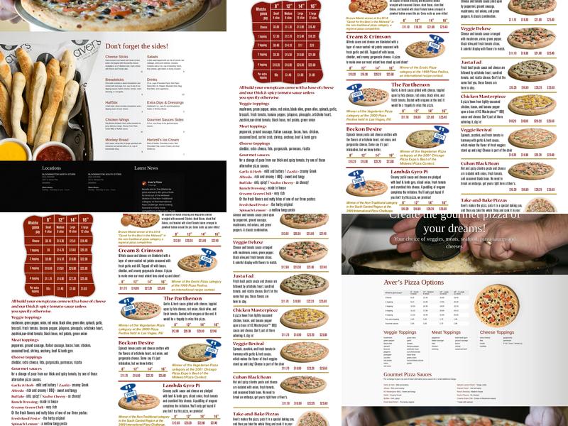 Aver's Pizza, South Menu