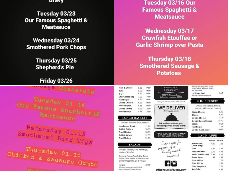 Office Hours Sandwich Shop Menu