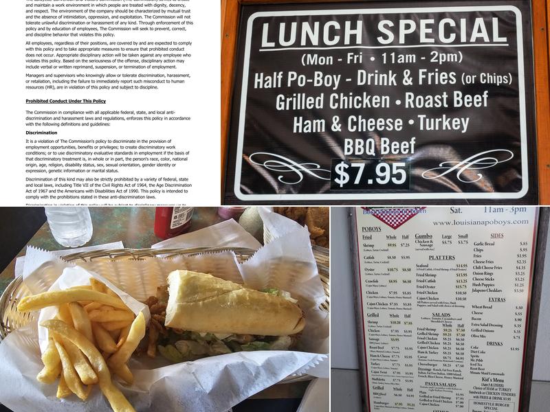 Louisiana Poboys - Johnston Menu