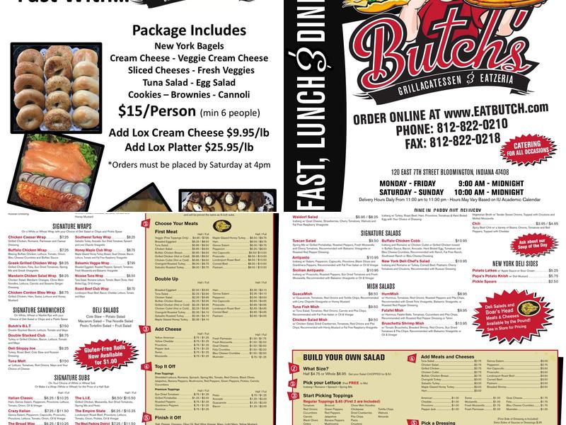 Butch's Menu