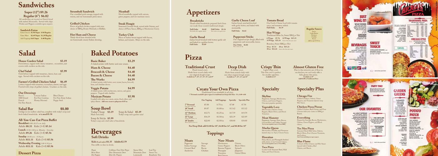 Chicago's Pizza Of Ellettsville/Bloomington Menu