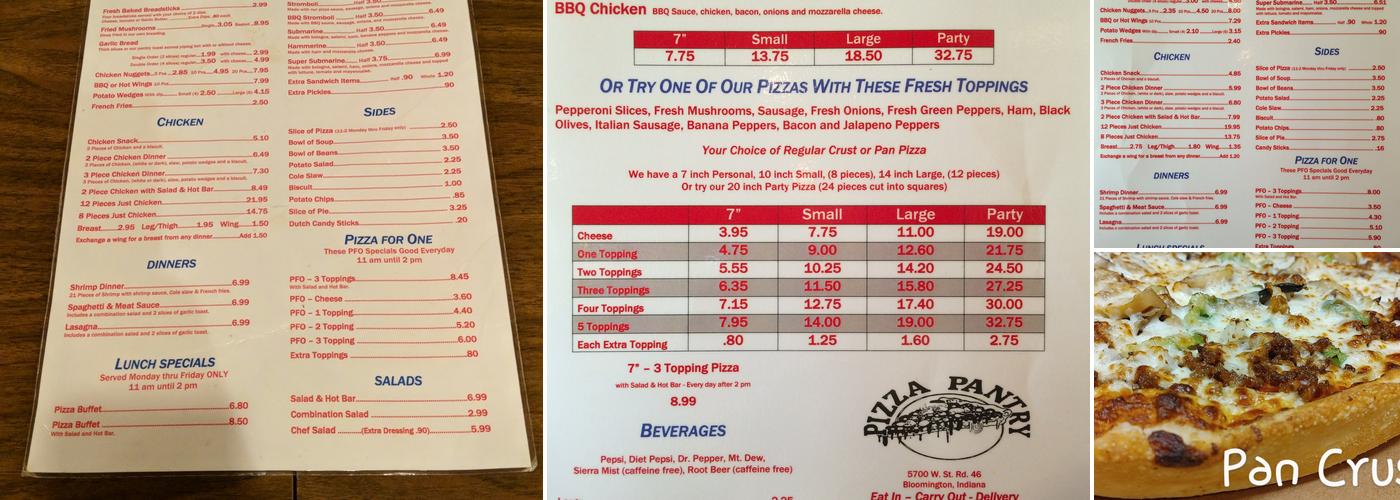 Ellettsville Pizza Pantry Menu