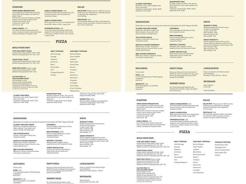 Chicago's Pizza Columbus Menu