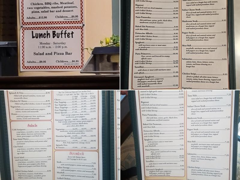 Giovannis Pizza LLC Menu