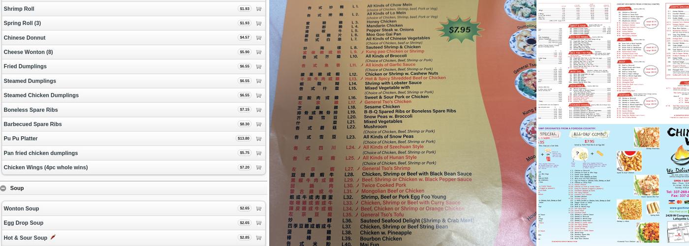 China Wok J&L LLC Menu