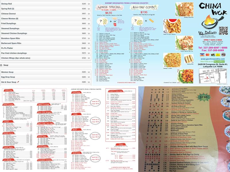 China Wok J&L LLC Menu