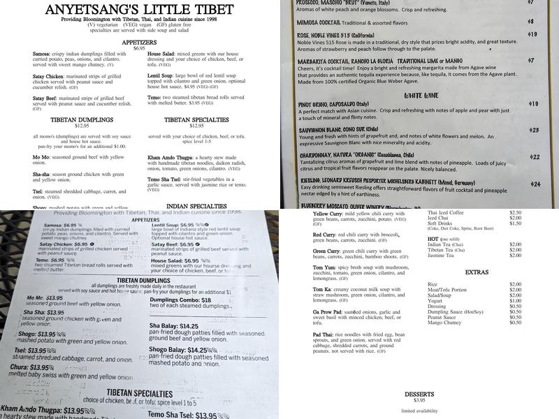 Little Tibet Restaurant Menu