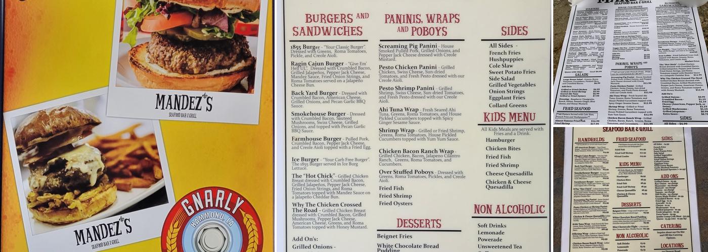 Mandez's Seafood Bar & Grill - LAFAYETTE LOCATION Menu