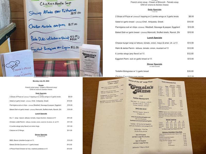 Cousin's Pizza Menu