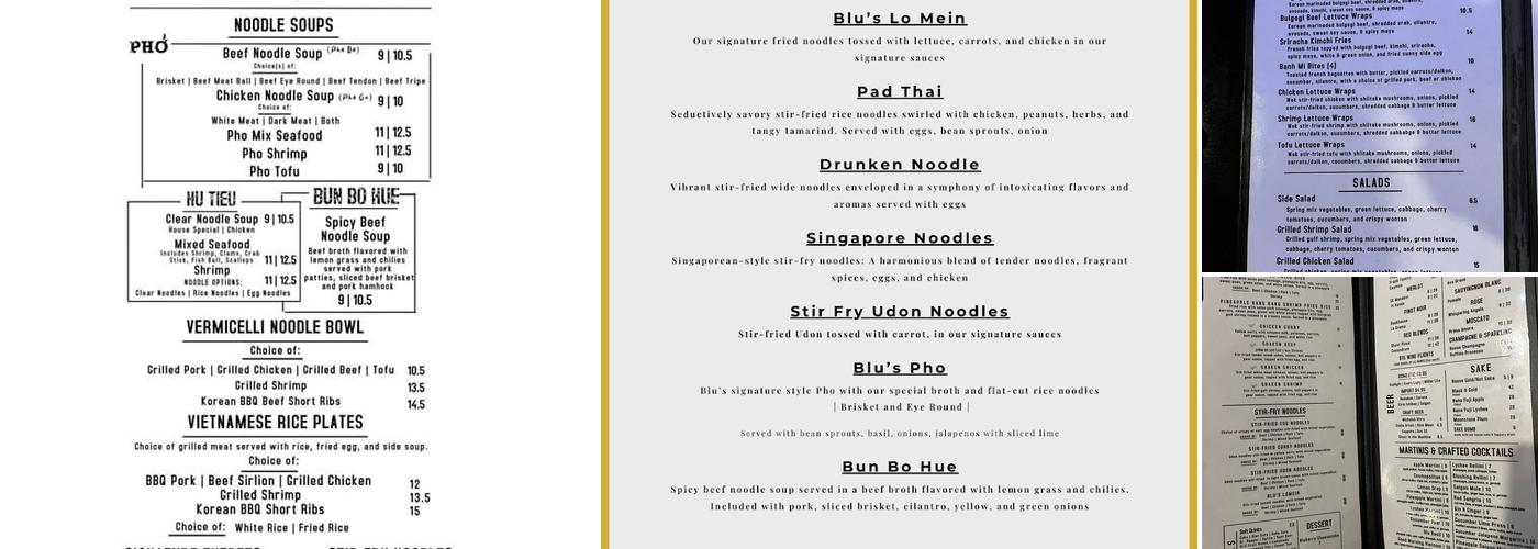 Blu Basil Wine and Grill Menu