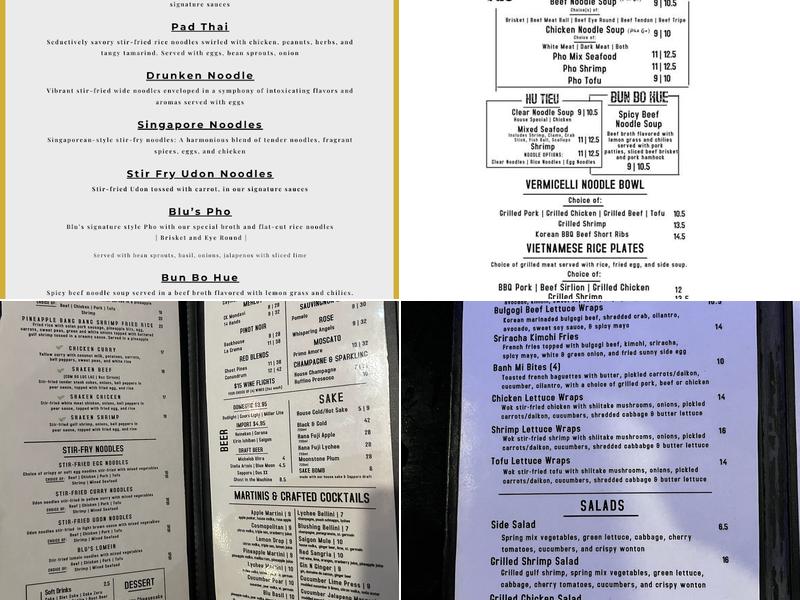 Blu Basil Wine and Grill Menu