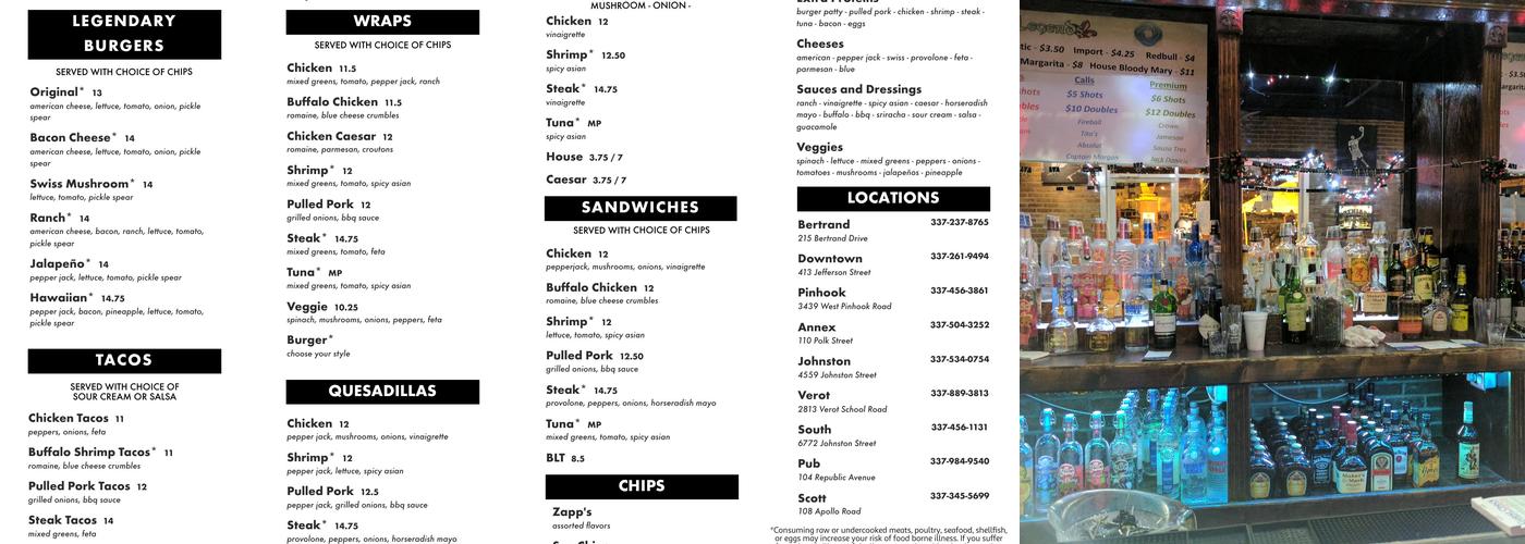Legends Annex Menu