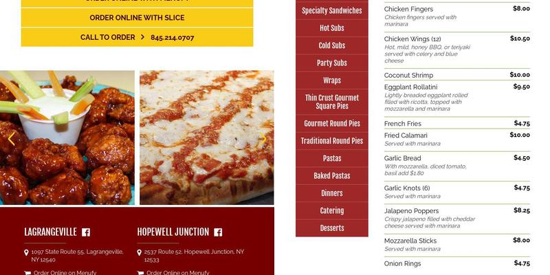 Fratellos Gourmet Pizza & Cafe Menu
