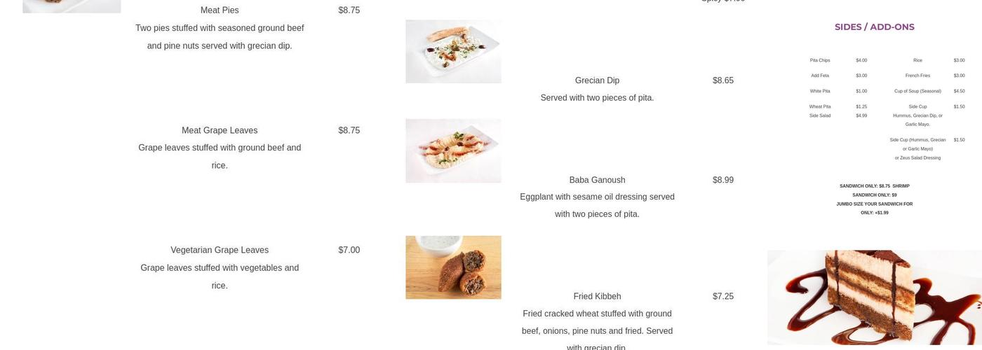 Zeus Menu
