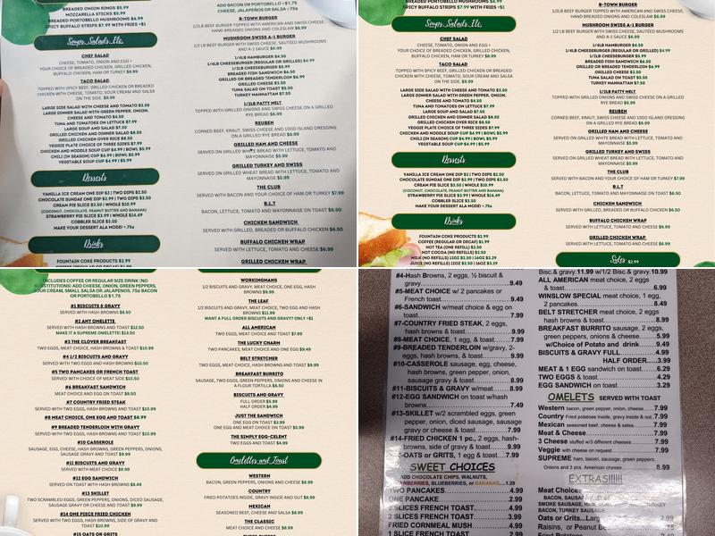 Cloverleaf South Restaurant Menu