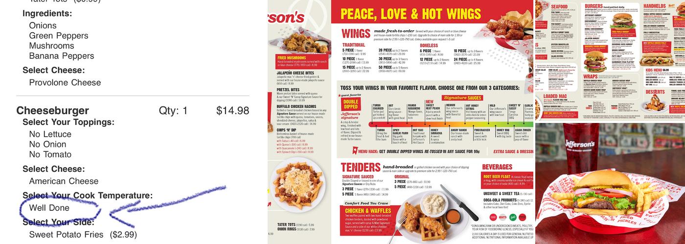 Jefferson's Menu
