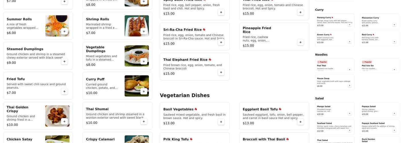 Thai elephant 2 Menu
