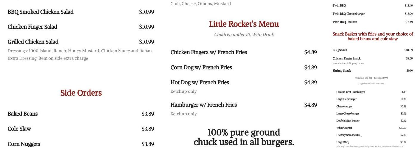 The Rocket Menu