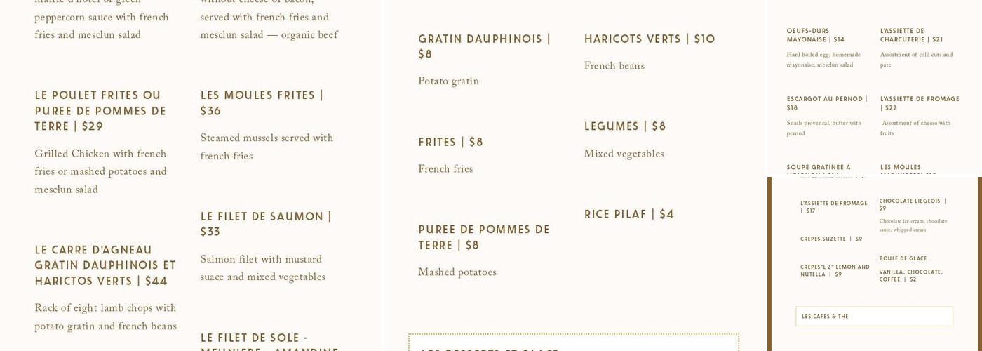 Cafe Les Baux Menu