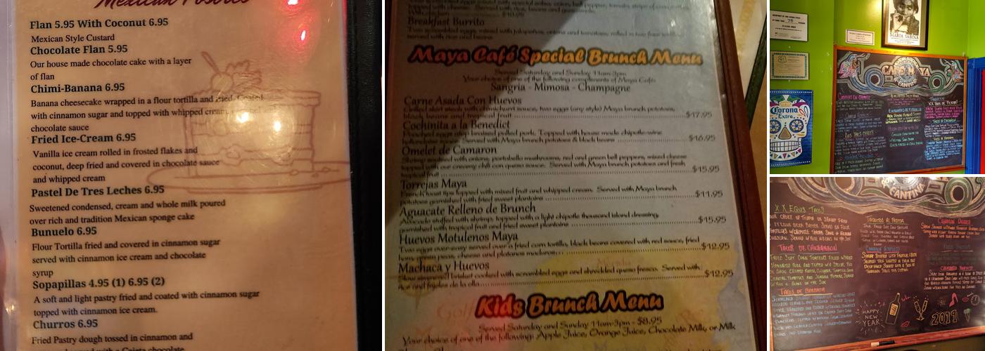 Cafe Maya Menu