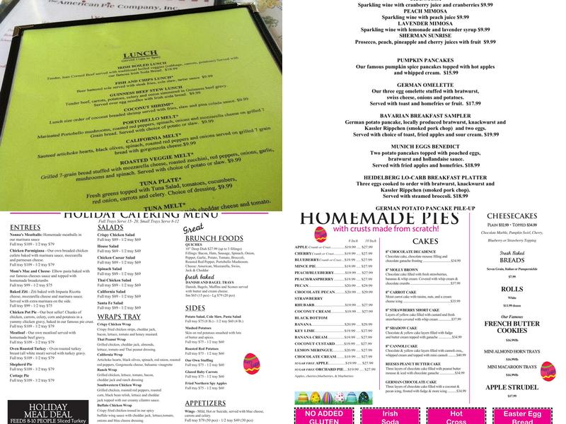 American Pie Company Menu