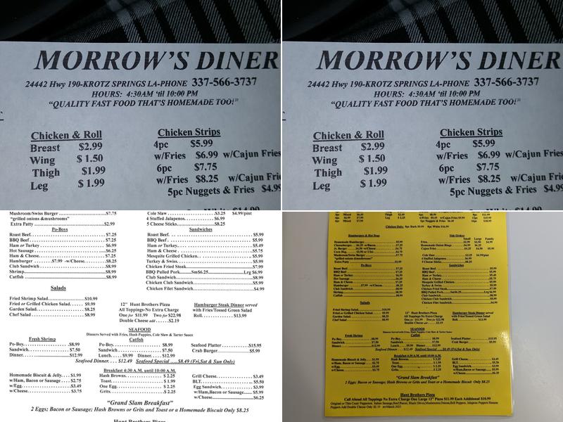 Morrow's Diner Menu