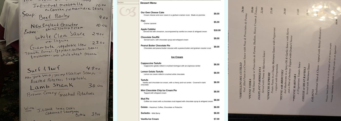 Cutillo's Restaurant Menu