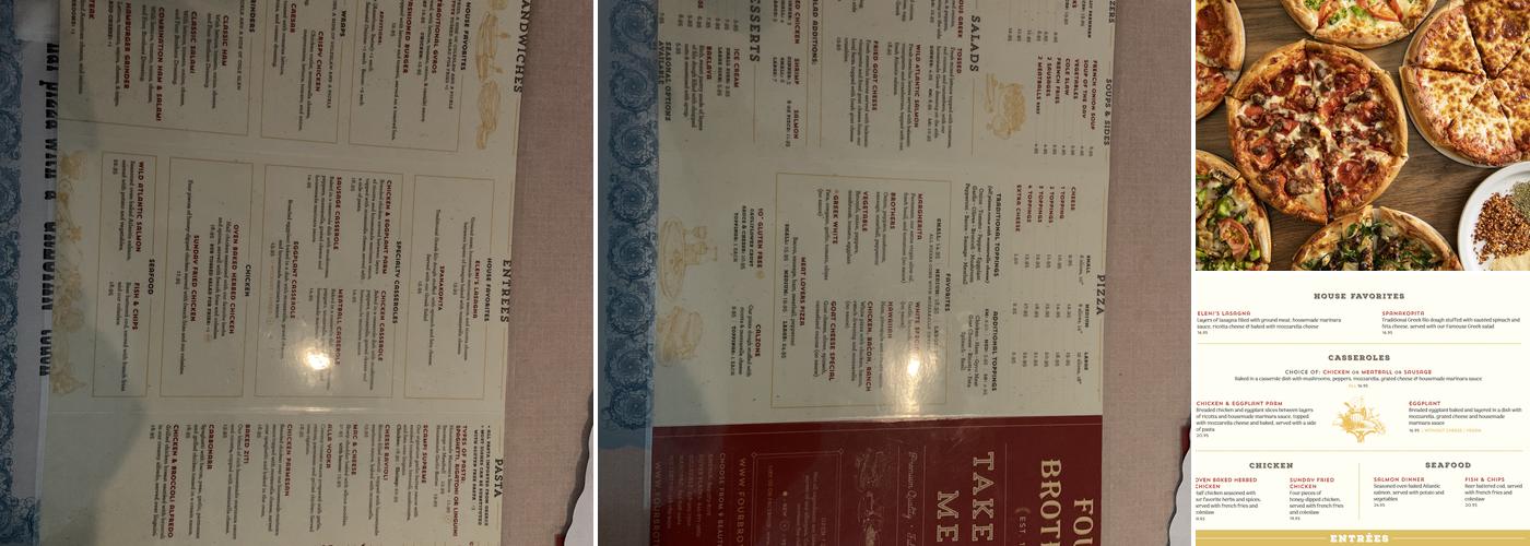 Four Brothers Pizza Inn Menu